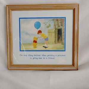 Disney Pooh Bear & Christopher Robin Framed Art Plus 6" Pooh Bear Plush Toy